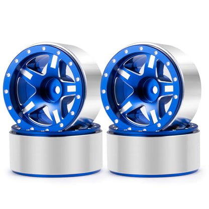 RCHUBAM 4PCS 1.3" Metal Beadlock Wheel Rim for SCX24 TRX4M RC Upgrade Parts | Aluminum Alloy Wheel Hub,RC Replacement Accessories,3 Color - color: Blue