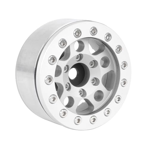 4PCS 1.55 Inch Aluminum Alloy Metal 5Spoke Beadlock Wheel Rim Hubs Replacement Accessory for AX90069 D90 TF2 CC01 Tamiya 1/10 RC Crawler Car Upgrade Parts (Silver) - color: Silver