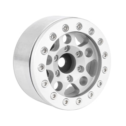 4PCS 1.55 Inch Aluminum Alloy Metal 5Spoke Beadlock Wheel Rim Hubs Replacement Accessory for AX90069 D90 TF2 CC01 Tamiya 1/10 RC Crawler Car Upgrade Parts (Silver) - color: Silver