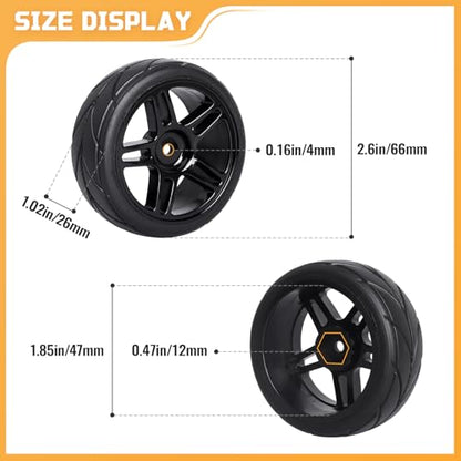 Pre-Glued 12mm Hex 1/10 RC Touring Car Wheels & Tires for Traxxas 4-Tec 2.0 Tamiya TT02 TT01 1/14 Wltoys 144001 1/18 Latrax Teton SST Kyosho Fazer MK2 HPI, 4pcs