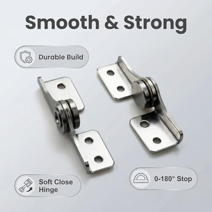 Torque 2.0 N.M, Torque Shaft Hinge Small Metal Damper，Stop at Will，for Folding Table, Windows, Doors, Wardrobe，Cabinets ，Boxes ， Flip Hinge with Adjustable Damping，1 Pair （L+R）, Silver