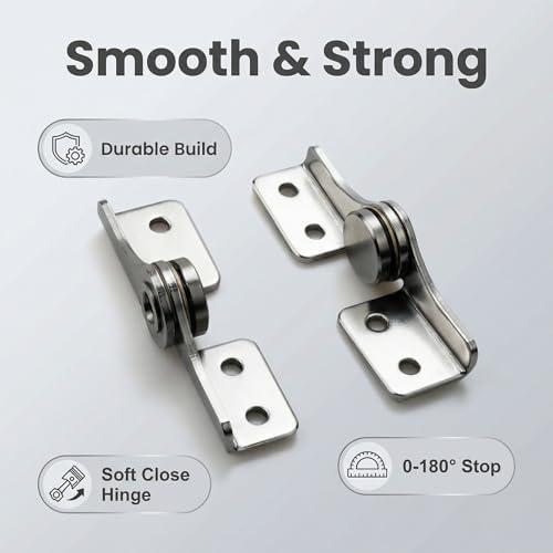 Torque 2.0 N.M, Torque Shaft Hinge Small Metal Damper，Stop at Will，for Folding Table, Windows, Doors, Wardrobe，Cabinets ，Boxes ， Flip Hinge with Adjustable Damping，1 Pair （L+R）, Silver