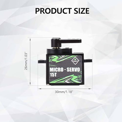 SCX24 Servo Upgrade for Axial SCX24 Bronco C10 Deadbolt Upgrades | 12g Metal Gear Servo with 15T Servo Mount and Steering Link for 1/24 RC Crawler