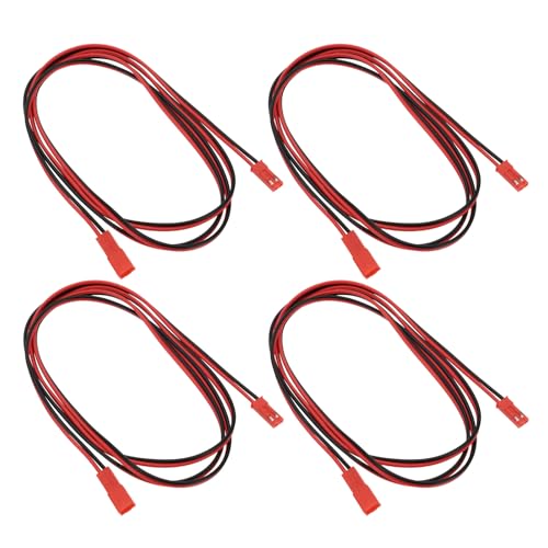 4Pcs JST Plug Connector Cable 2Pin Male to Female Extension Cable Compatible with RC Model Car Retrofitting Radio Control 22AWG 100cm