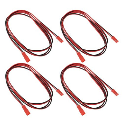 4Pcs JST Plug Connector Cable 2Pin Male to Female Extension Cable Compatible with RC Model Car Retrofitting Radio Control 22AWG 100cm