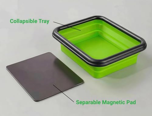 Collapsible Magnetic Parts Tray Set, 3 Sizes, Green - color: Green