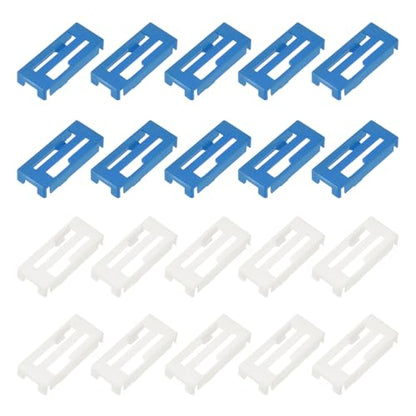 MECCANIXITY 40 Pcs Servo Extension Cable Clips, Servo Cable Safety Connector Lead Wire Buckle Lock for RC Car Plane Boat DIY Y Adapter Cable, White/Blue - color: White/Blue