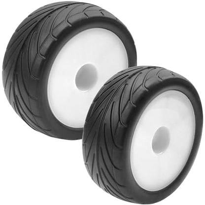 4Pack ShareGoo RC 85mm/3.34" Rubber Tires Front Rear Tyres 12mm Hex Wheel Compatible with Redcat HPI HSP Kyosho 1/10 RC Off-Road Car Buggy (White) - color: White