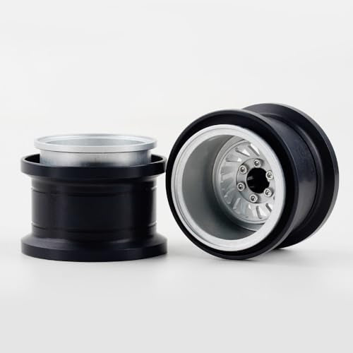 DJX TRX4MT Wheel Rims Aluminum Deep Dish Wheels for 1/18 Traxxas TRX-4MT F-150 K10 RC Monster Truck Upgrade Parts(Silver) - color: Silver