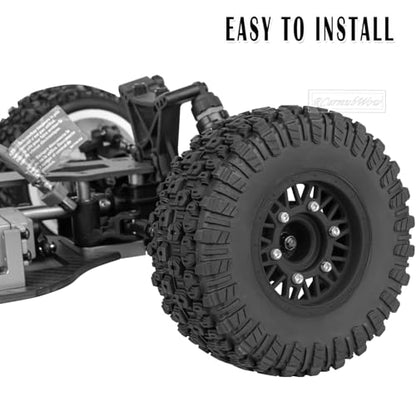 RC Wheels and Tires Truck Tires Short Course Tires for 1/10 Scale Car Arrm a Senton,Slash 2WD 4×4,Axia1,Rc 4wd,Red cat,Plastic Wheels Rubber Tires,4pcs,Black - color: Black(4pcs)