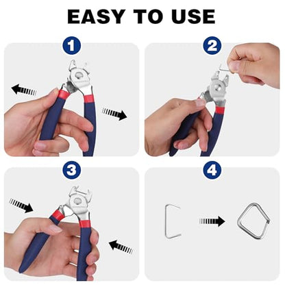 WORKPRO Bent Hog Ring Pliers with 500 Pcs 3/4" Hog Rings | Galvanized Steel Hog Rings, For Furniture Upholstery, Auto Upholstery, Plastic Meat & Sausage Casings - style: Bent Hog Ring Pliers Set