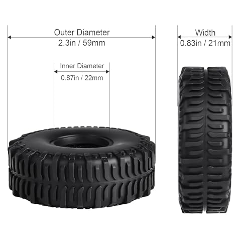 Hobbypark Soft Rubber SCX24 Mud Tires 1.0 Rock Crawler for 1/18 TRX4M 1/24 RC Crawler Axial SCX24 FMS FCX24 Enduro24 T1014 60x22mm - style: Type C