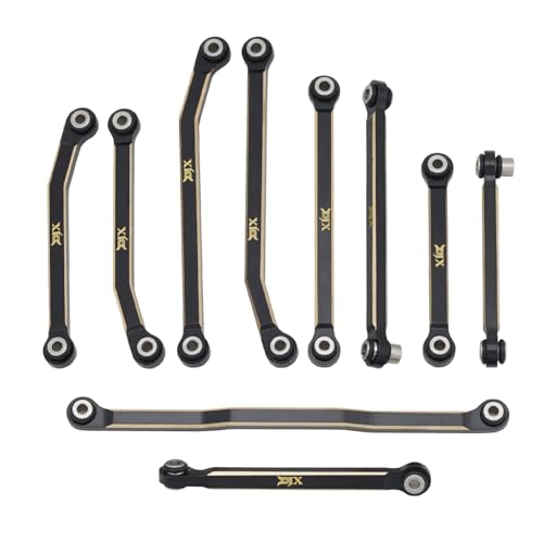 DJX CNC Machine Brass High Clearance Chassis Steering Links Set 10pcs Set for 1/18 RC Crawler Car HPI Venture18 Upgrades Parts - style: Brass