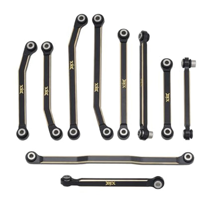 DJX CNC Machine Brass High Clearance Chassis Steering Links Set 10pcs Set for 1/18 RC Crawler Car HPI Venture18 Upgrades Parts - style: Brass