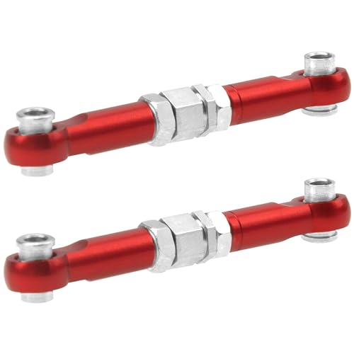 Share Goo 4Pcs ShareGoo Metal Steering Rod Servo Linkages Turnbuckle Compatible with Hyper Go MJX 16207 16208 16209 16210 H16BM H16GT H16DR 1/16 RC Car (Red) - color: Red