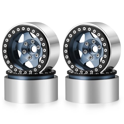 4PCS Aluminum 1.9" Beadlock Wheels Rims for Axial SCX10,TRX4 D90 1/10 RC Crawler Car Accessories Upgrades Parts - color: Titanium