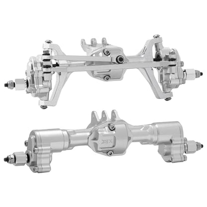 DJX CNC Aluminum RC Front & Rear Portal Axles Set +4mm Extended Complete Axles for 1/18 RC Rock Crawler Redcat Ascent-18 Upgrades Parts(Silver) - color: Silver
