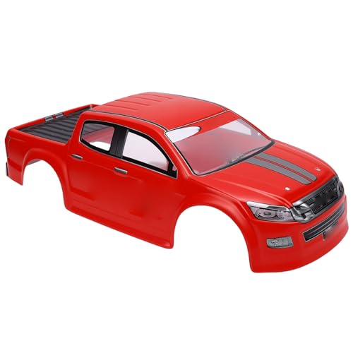 Vikye 1/10 RC Truck Body Shell, Lightweight Clear Pattern Replacement RC Car Shell with Precise Fit, for 26cm Wheelbase Remote Control Vehicles (Red) - color: Red