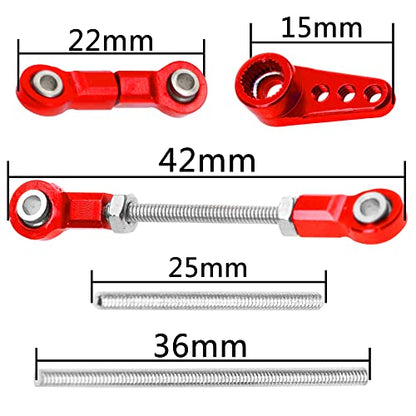 Front Steering Link Rod Servo Link Linkages with 28T Servo Arm Compatible with WLtoys 1/28 K969 K979 K989 K999 P929 P939 Mini-Q Mini-Z RC Car (Red) - color: Red