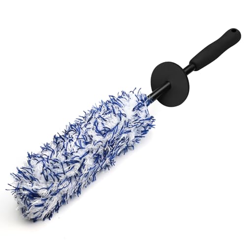 wuyaoyao Microfiber Car Wheel Brush, Car Wheel Cleaning Brush with Ergonomic Handle, Soft Rim Cleaner Wash Brushes, Non Scratch & Highly Water Absorption, Automotive Cleaning Supplies (Blue, 1 PCS) - color: Blue, 1 PCS