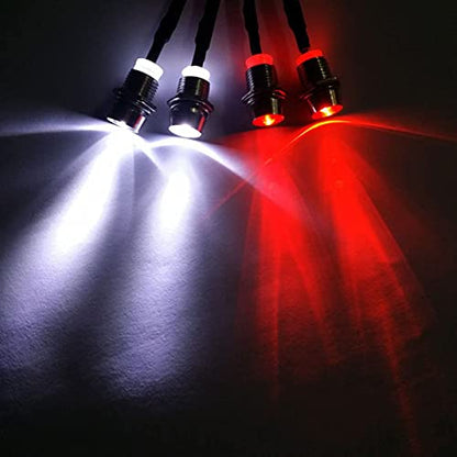 RC Truck Car Led Light Kit,WONFAST LED RC Car 4Led Lamp Set 2 White Headlights 2 Red Taillight Compatible with 1/10 1/8 Truck Rc Car Tank Hsp Tamiya D3 Rc Car Accessories - color: 4 Led