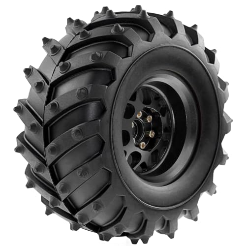 REDSPIDER • Metal 2.2 Beadlock Wheels and Tires 2.2'' Crawler Monster Spike Tire(4pcs) for 1/10 RC Crawler Car TRX4 TRX6 Axial SCX10 90046 SCX10 III AXI03007 Tamiya CC01 D90 D110 (Black) - color: Black