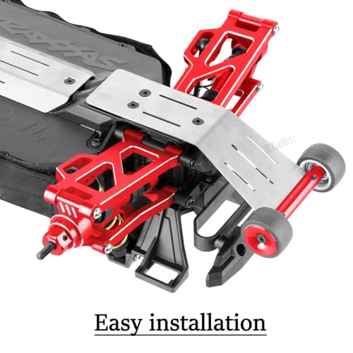 RC Upgrade Parts Steel Wheelie Bar for 1/16 Mini Maxx 4WD RTR Brushless Monster Truck (#107154-1),Tail Wheel Head up Wheel Hop Ups,Red(1 PCS - color: Red-(1 Pcs）