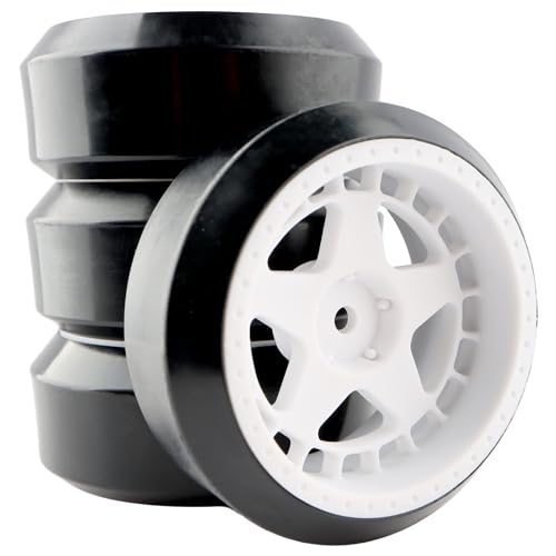 4PCS 12mm Hub Wheels,1 : 10 Hard Plastic RC Drift Cars Tires Compatible with Traxxas HSP Tamiya HPI Kyosho On-Road Drifting Car(White) - color: White-2