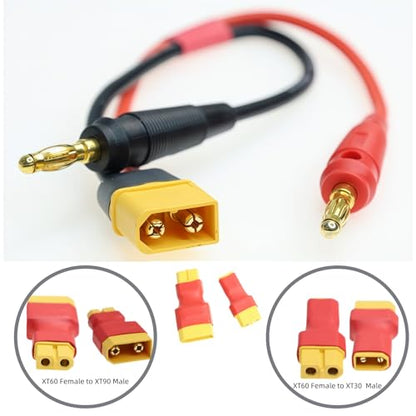 XT60 to XT30 & XT60 to XT90 Connector Adapter Kit | Female Male Plug, RC Lipo Battery, Charging Cable