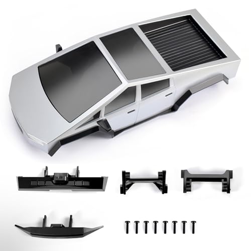 1/18 Cybertruck Style Pickup Hard Body for TRX4M Includes Front & Rear Bumpers, RC Crawler Body Shell Upgrade - color: Silver