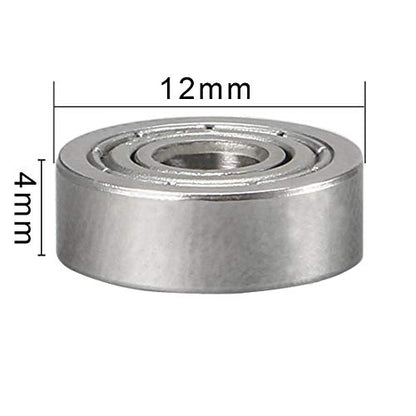 uxcell 604ZZ Deep Groove Ball Bearing Double Shield 604-2Z 80014, 4mm x 12mm x 4mm Chrome Steel Bearings (5-Pack) - size: 4mmx12mmx4mm