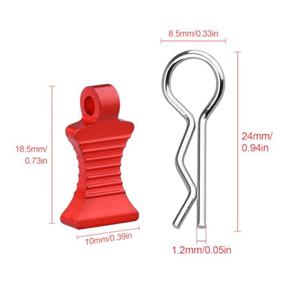 4-Pack Universal RC Body Clips with Tabs, Metal Handled Clips for 1/12 1/10 1/8 RC Cars and Trucks, Heavy Duty Body Mounting Clips Shell Replacement (Red) - color: Red