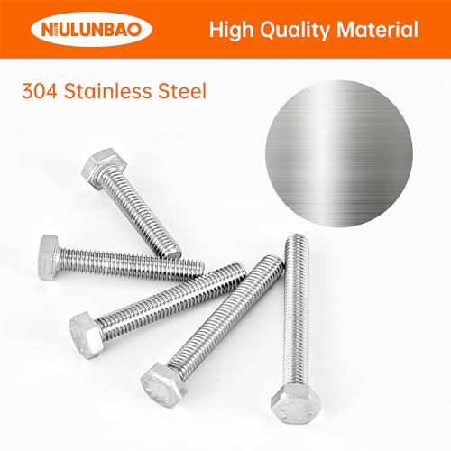 M6 x 30mm 35mm 40mm 45mm 50mm Heavy Duty Hexagon Bolts Hex Head Screws, 304 Stainless Steel, Metric, Machine Fully Thread, Bright Finish, Assortment Kit 50PCS - size: M6 x 30/35/40/45/50mm (50PCS)