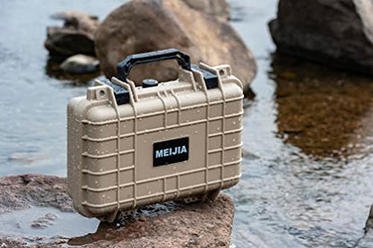 MEIJIA Portable All Weather Waterproof Protective Hard Case, Small Camera Case,Dry Case with Customizable Foam,Fit Use of Drones, Camera,Equipments, 11.65 ”x8.35”x3.78” - color: Desert Tan
