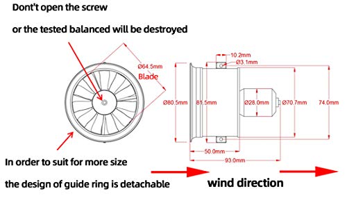 FLYCOLOR EDF 64mm 3500KV 4S RC Jet Airplane 11 Blades Ducted Fan with RC Brushless Motor with ESC 50A(2~4S) Balance Tested - size: 64MM EDF, style: With 50A ESC