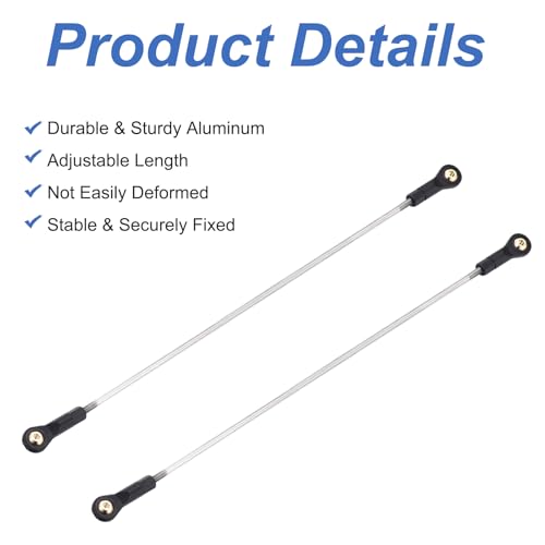 MECCANIXITY 2Pcs Adjustable Turnbuckles Camber Links, 284-294mm Turnbuckle Rod Steering Servo Linkage with M3 Ball Head Rod Ends for RC Car Replace Parts DIY - size: 284-294mm