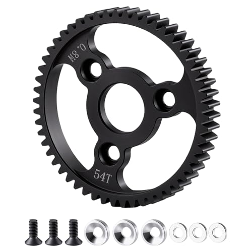 Carbon Steel 54T Spur Main Gear 32P 0.8M for 1/10 Tra-xxas Slash | Platinum Rustler Stampede 4x4 VXL 2WD Jato Rally E-REVO Summit T-Maxx - size: 54T