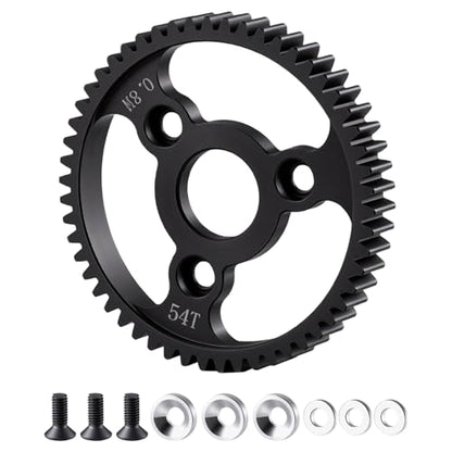 Carbon Steel 54T Spur Main Gear 32P 0.8M for 1/10 Tra-xxas Slash | Platinum Rustler Stampede 4x4 VXL 2WD Jato Rally E-REVO Summit T-Maxx - size: 54T