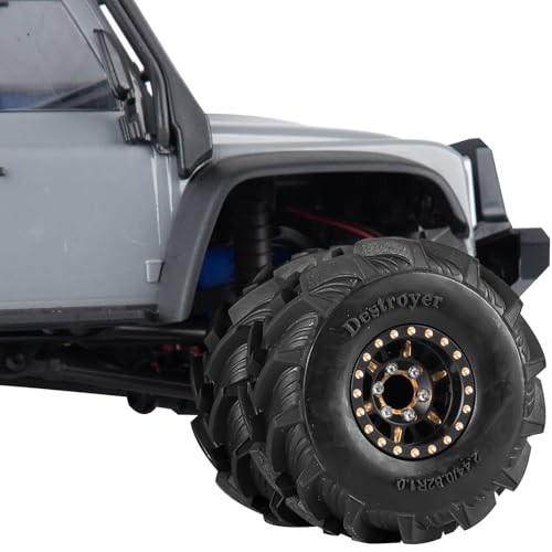 RC Full Brass 1.0in Dually Beadlock RC Wheel RC Tires for 1/24 1/18 SCX24 Trx4m Axial RC Crawler,1.0 RC Metal Wheel Hub Rim RC Truck Tires 4pcs