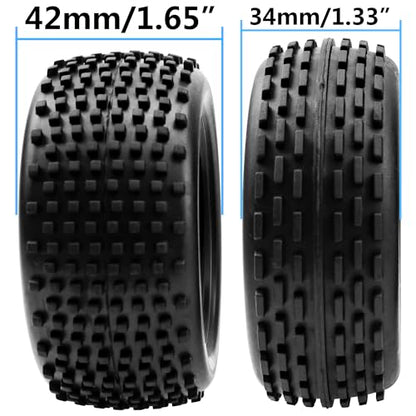 4Pcs HIRCQOO OD 88mm/3.46" Front Rear Rubber Tire Tyre & Plastic Wheel Rims 12mm Hex Compatible with Redcat Shockwave HPI HSP ExceedRC Kyosho 1/10 Scale Off Road Buggy (Black) - color: Black