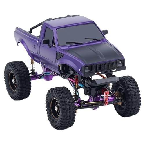 DJX SCX24 Body Shell with Bed Rack for Axial SCX24 C10 Bronco Wrangler Base Camp 1/24 RC Crawler Car (Purple) - color: Purple