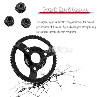 90T Metal Slipper Clutch Spur Gear Upgrades Part for 1/10 Slash 2WD VXL,ARRCat Metal 90T (48-Pitch) Spur Gear Differential Gear and 21T 20T 19T Pinions Gear Set - size: 90T(48-Pitch)