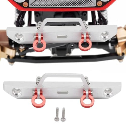 1/24 RC Car Front Bumper, Aluminum Alloy Metal Bumper Upgrade Parts Accessories with 2 Screw for SCX24 90081 RC Crawler Car (Silver) - color: Silver