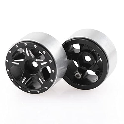 AIMROCK 1.0 Beadlock Wheels w/Brass 7mm Hex Wheel Hubs for Axial SCX24 FCX24 TRX4M 1/24 1/18 RC Crawler Upgrade Parts (Type 2) - style: Type 2