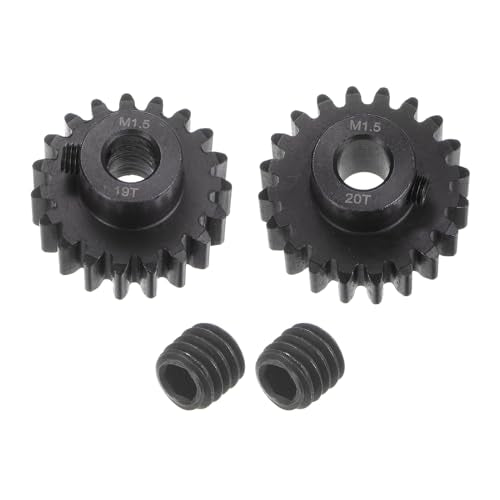 uxcell Mod 1.5 Pinion Gear Set 8mm Shaft 19T 20T Motor Gears Hardened Steel Pinion Gear for RC Car (2pcs) - size: Mod 1.5 x 8mm Shaft x 19T 20T Motor
