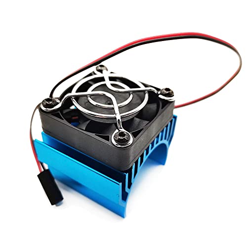 Alloy RC Motor Heat Sink Heatsink with 5V Cooling Fan for 540, 550, 3650, 3660, 3674 Brushless Motor for 1/10, 1/8 RC Car Truck Buggy Crawler (Blue)