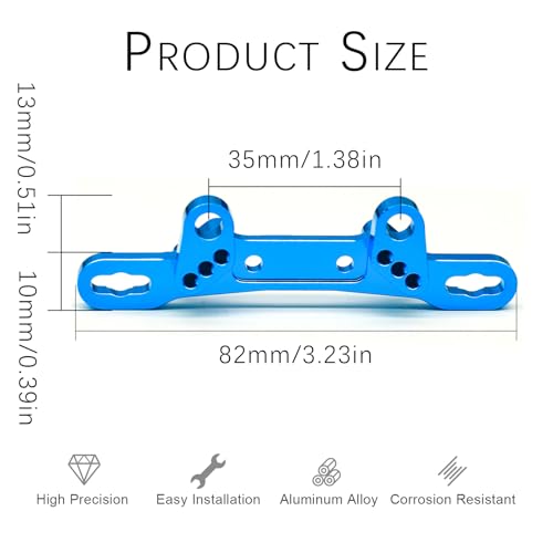 Aluminum Alloy Front & Rear Shock Towers for Tamiya TT02 1/10 RC Car – Precision CNC Machined RC Car Shock Mount, TT02 Alloy Shock Absorber Plate Lightweight & Durable Upgrade Parts - color: Blue