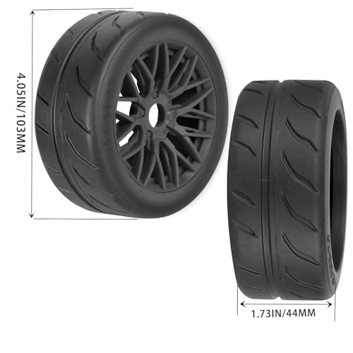 RC Tires Wheels for 1/7 Infraction 6S BLX,1/8 Typhon 6S BLX,Limitless,Rubber Highway Wheels Soft Tires Truck Tire Highway Tires,4PCS Black - color: Black(4pcs Tires)