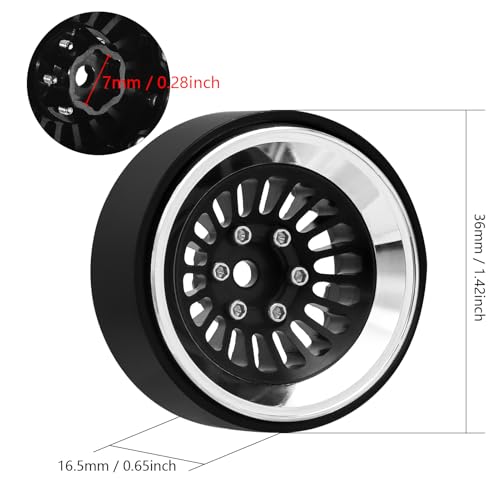 1.3" Beadlock Wheel CNC Aluminium Wheel Rim for TRX4M SCX24 1/24 1/18 RC Crawler Car Upgrade