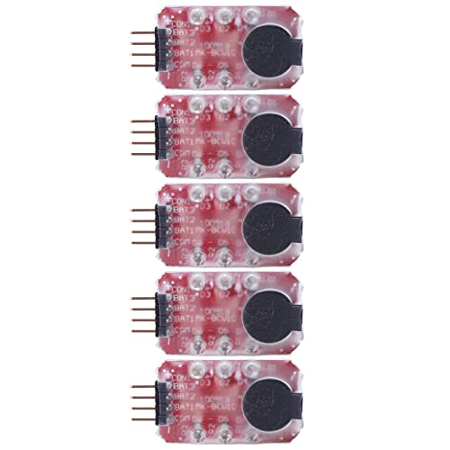 Garosa Lithium Battery Alarm, Compact Real Time Voltage Detection Buzzer Light Alert for Drones RC Vehicles PCB 2S 3S Packs 5 Pieces